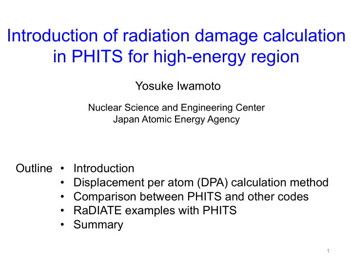 introduction of radiation damage calculation in phits for