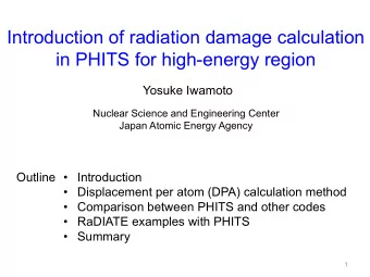 Introduction of radiation damage calculation  in PHITS for high-energy region  Yosuke Iwamoto
