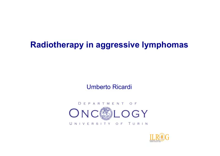 radiotherapy in aggressive lymphomas