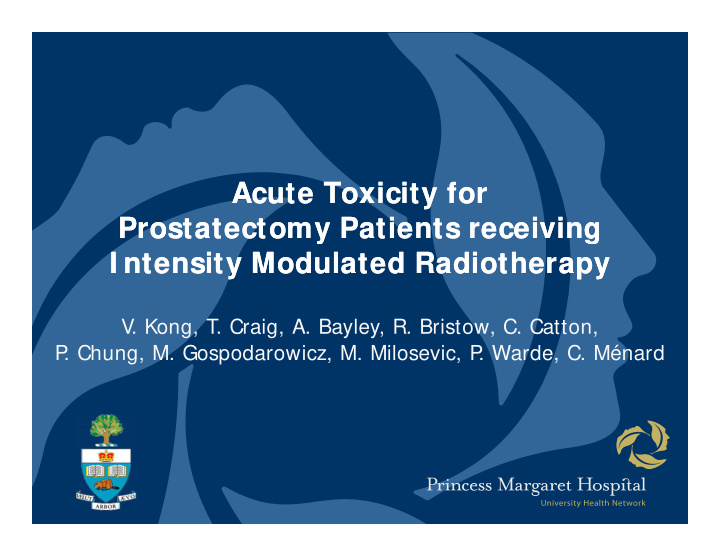 acute toxicity for acute toxicity for prostatectomy