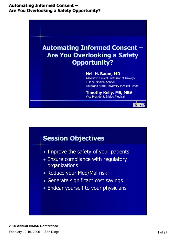 session objectives