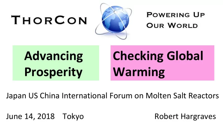 advancing checking global prosperity warming
