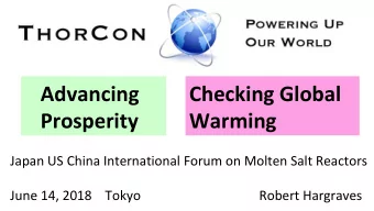 Advancing  Checking Global  Prosperity  Warming  Japan US China International Forum on Molten Salt