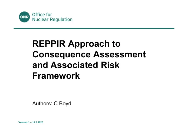 reppir approach to consequence assessment and associated