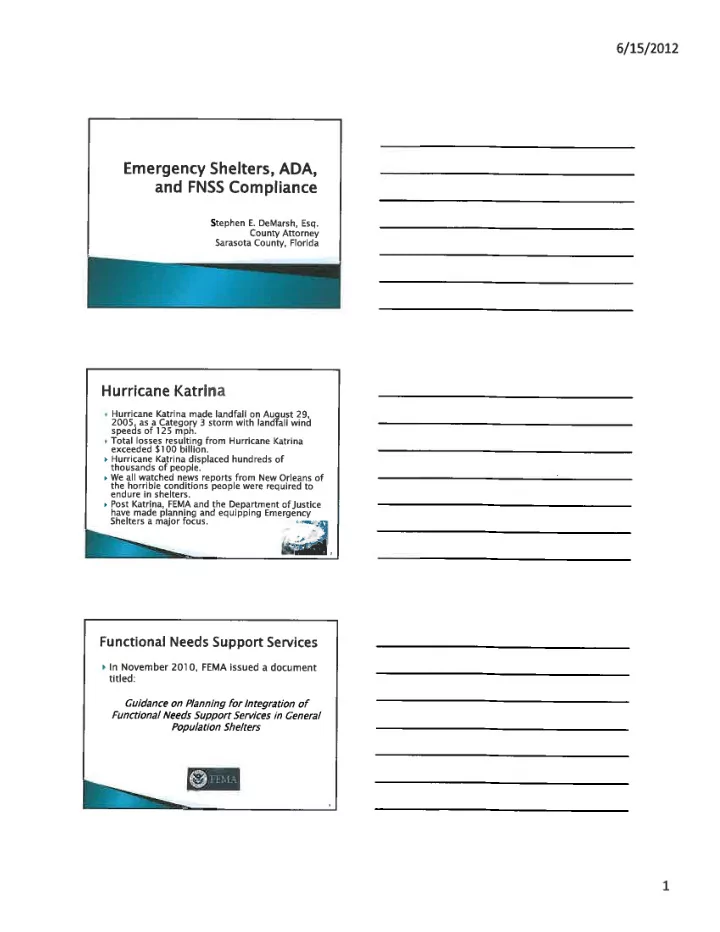 emergency shelters ada and fnss compliance
