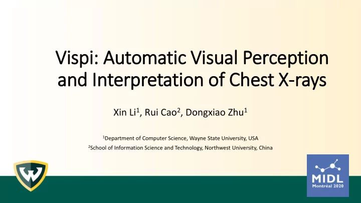 vis ispi automatic ic vis isual l perceptio ion