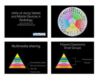 Multimedia sharing  Small Groups  Polleverywhere  Share Websites (Diigo)  Nearpod  PDF articles