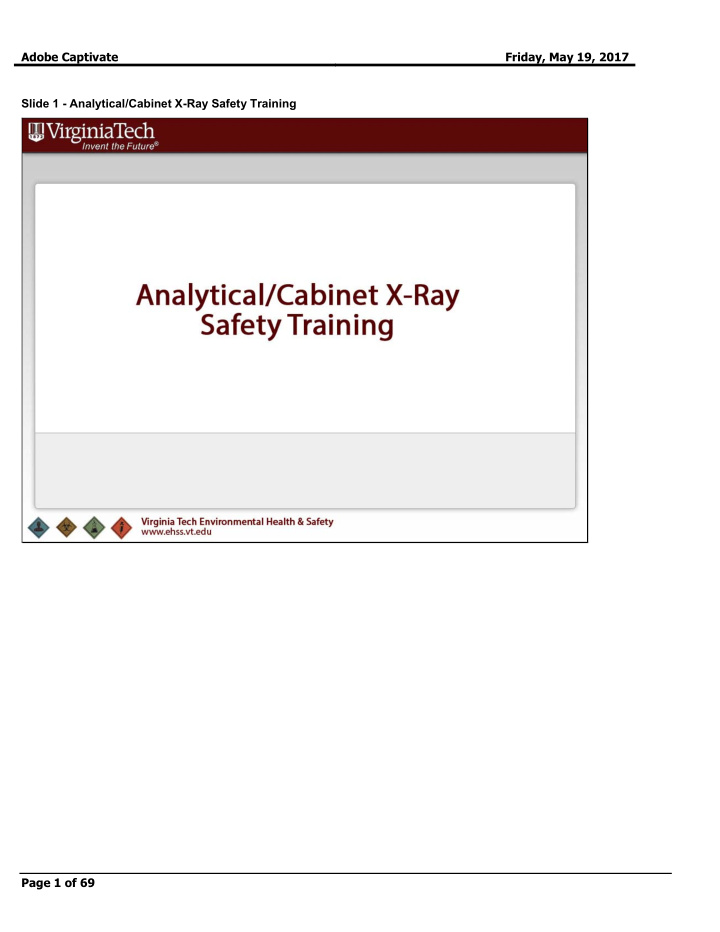slide 1 analytical cabinet x ray safety training page 1