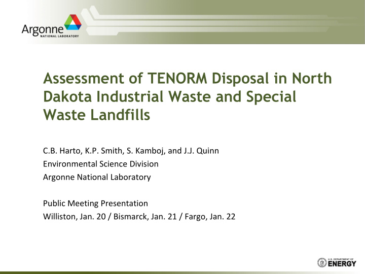 assessment of tenorm disposal in north dakota industrial