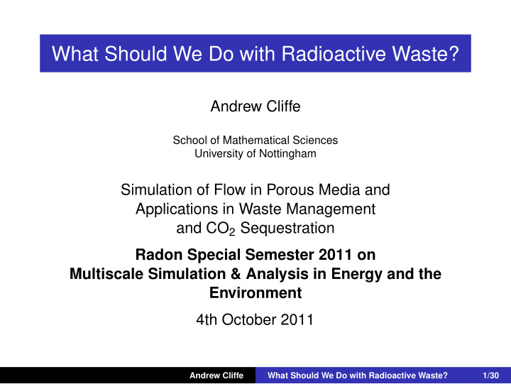 what should we do with radioactive waste