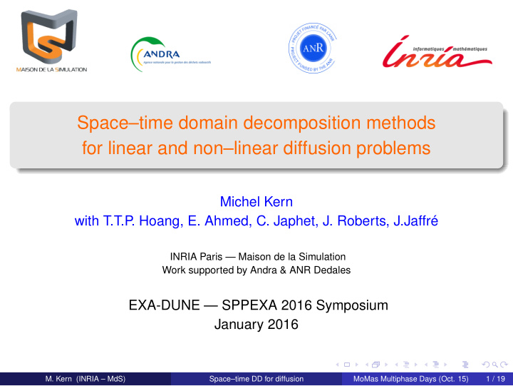 space time domain decomposition methods for linear and