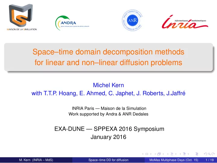 space time domain decomposition methods for linear and