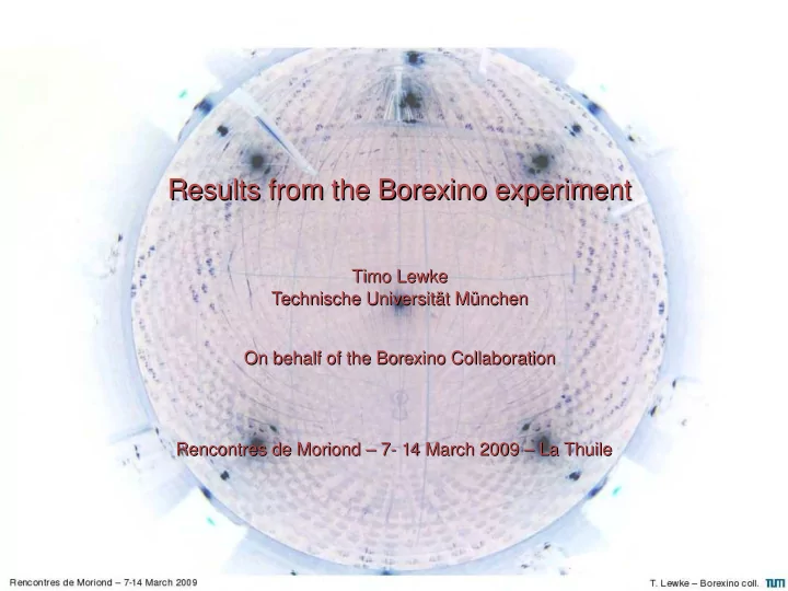 results from the borexino experiment results from the