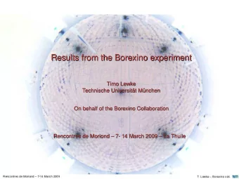 Results from the Borexino experiment  Results from the Borexino experiment  Timo Lewke  Timo Lewke