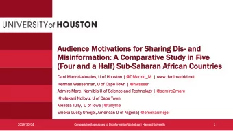 Aud  udie  ience  nce Mot  Motiv  ivations  ations for  or Sh  Shari  ring  ng Di  Dis- and  d  Mi