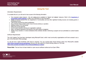 Using the Tool  Information Requirements To complete this tool, you will need to have access to the