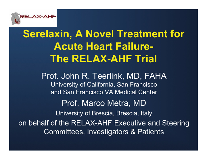 serelaxin a novel treatment for acute heart failure the