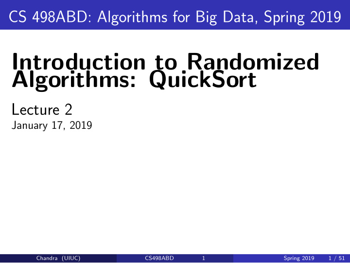 introduction to randomized algorithms quicksort