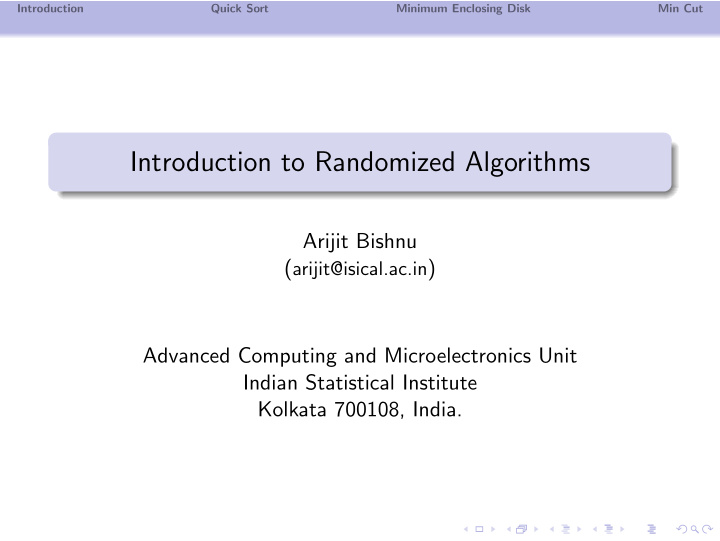 introduction to randomized algorithms