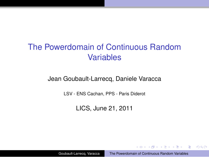 the powerdomain of continuous random variables