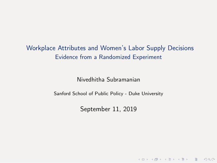 workplace attributes and women s labor supply decisions