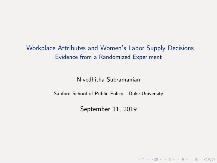 workplace attributes and women s labor supply decisions