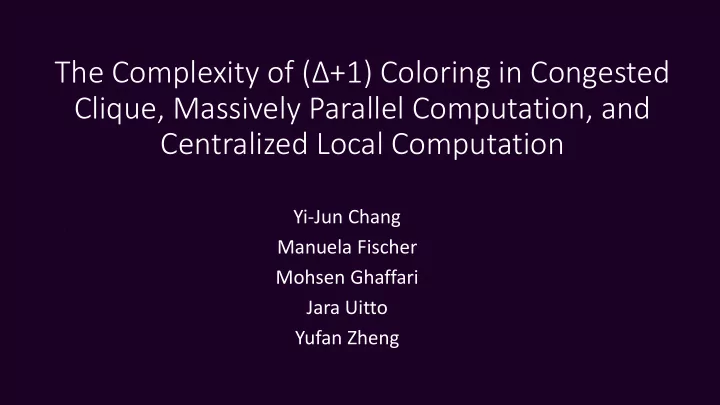 the complexity of 1 coloring in congested clique