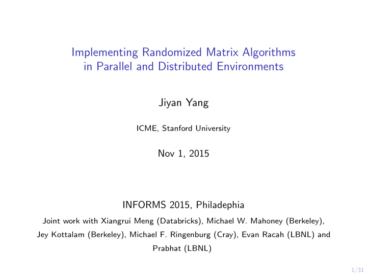 implementing randomized matrix algorithms in parallel and