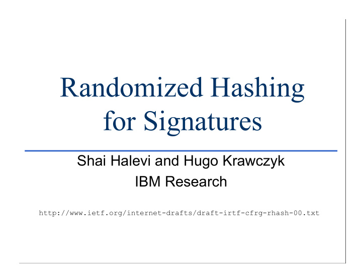 randomized hashing for signatures