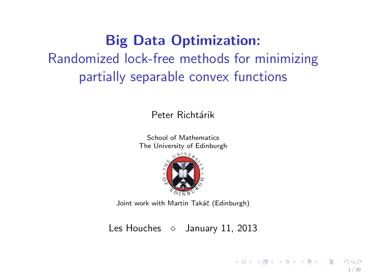 big data optimization randomized lock free methods for