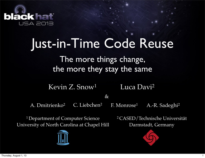 just in time code reuse