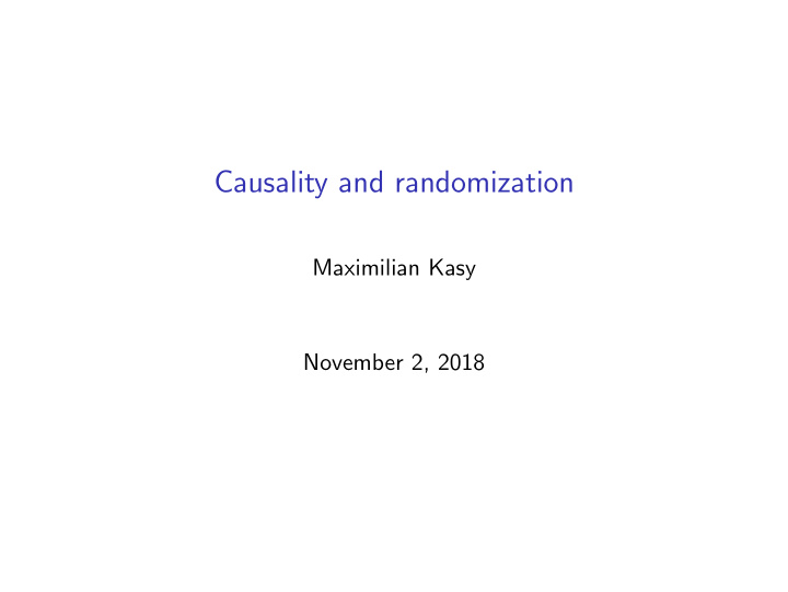 causality and randomization