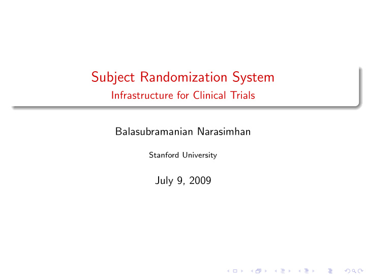 subject randomization system