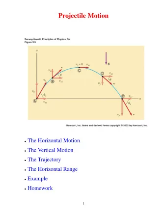 Projectile Motion  The Horizontal Motion  The Vertical Motion  The Trajectory  The