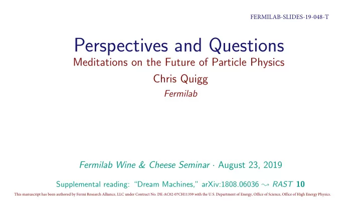 perspectives and questions