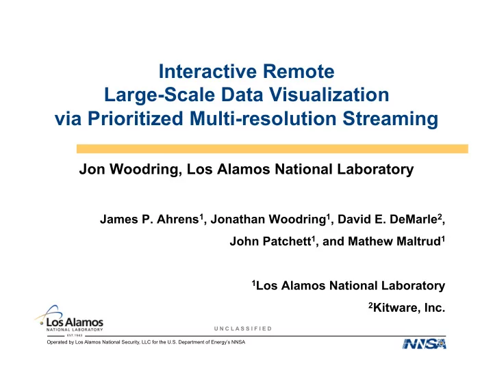 interactive remote large scale data visualization via