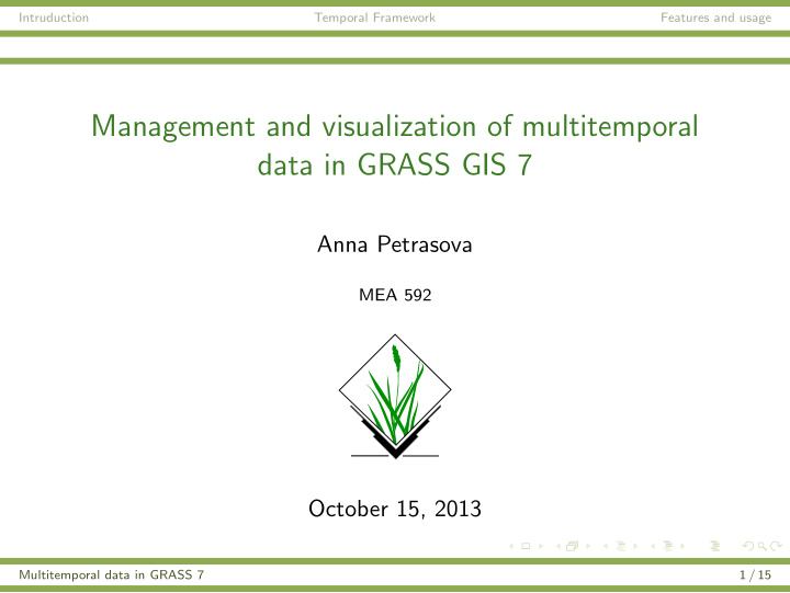 management and visualization of multitemporal data in
