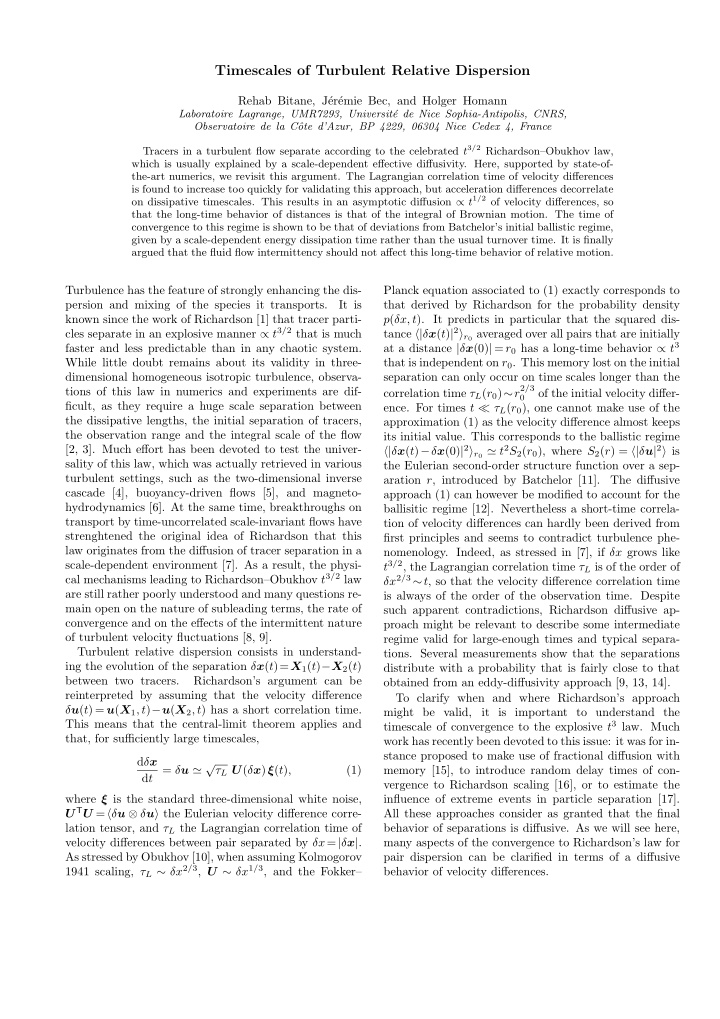 timescales of turbulent relative dispersion