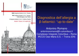 Diagnostica dellallergia a  -lattamici: up-to-date  Antonino Romano