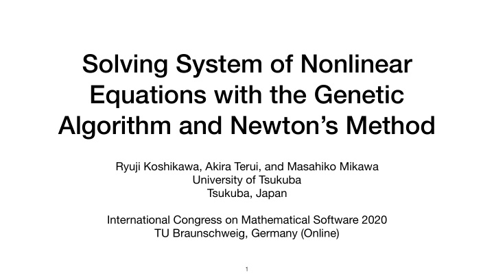 solving system of nonlinear equations with the genetic