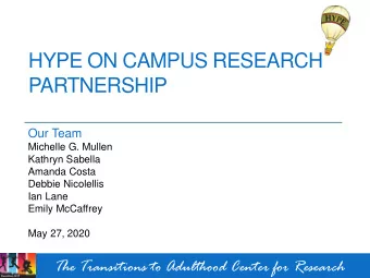 HYPE ON CAMPUS RESEARCH  PARTNERSHIP  Our Team  Michelle G. Mullen  Kathryn Sabella  Amanda Costa