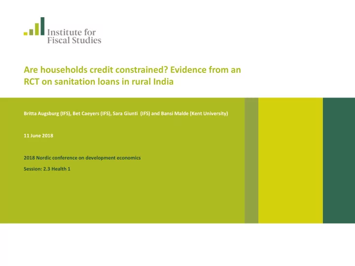 are households credit constrained evidence from an