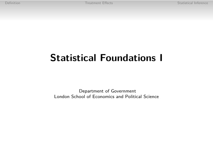 statistical foundations i
