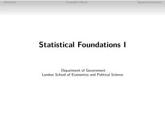 Statistical Foundations I  Department of Government  London School of Economics and Political