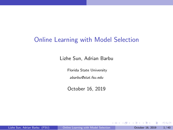 online learning with model selection