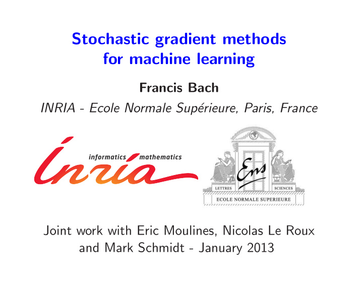 stochastic gradient methods for machine learning