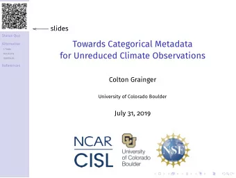 Towards Categorical Metadata  Alternative  3 Tasks  for Unreduced Climate Observations  Functions