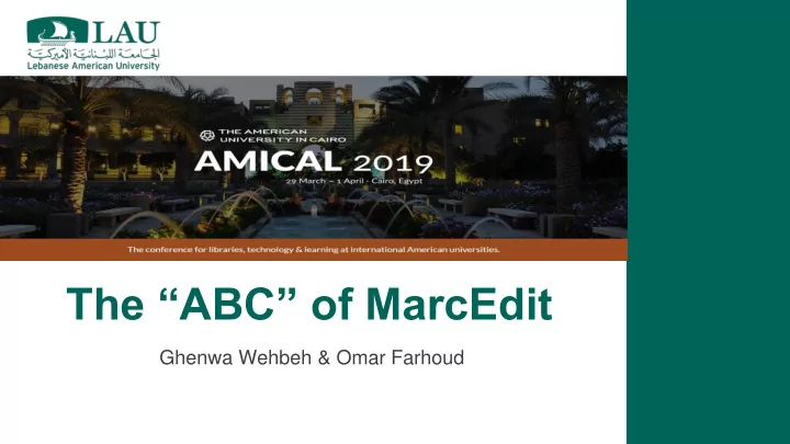 the abc of marcedit