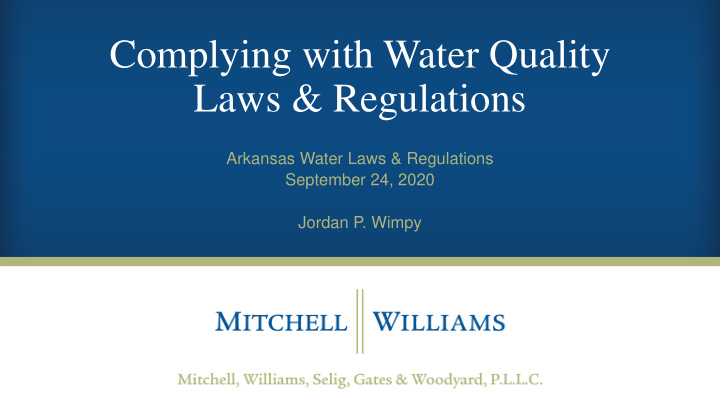 complying with water quality laws regulations