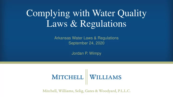 complying with water quality laws regulations